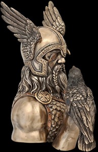 Odin buste dekoration figur med ravne til hjem og kontor